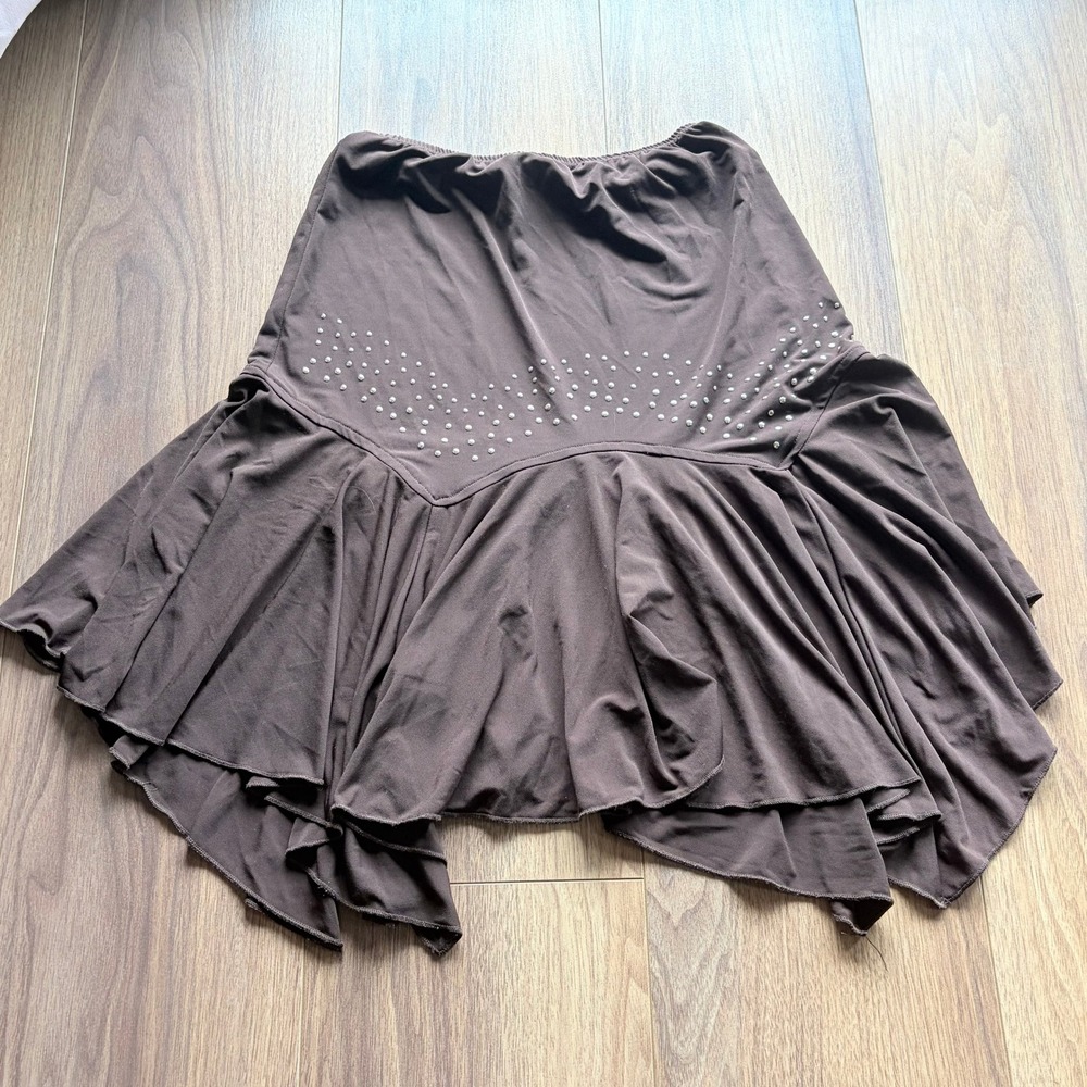 Byer Girl Brown Handkerchief Hem Skirt Studded Y2K Fairycore Cottagecore Large